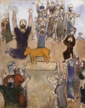  old - The Hebrews adore the golden calf contemporary Marc Chagall